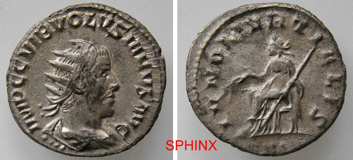 960HG6Z) Roman Imperial, Volusian, AD 251-253. AR Antoninianus