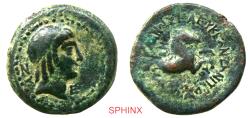 Ancient Coins - 567RG4X) CILICIA, Seleukeia. 1st century BC-1st century AD. AE 19mm (4.69 g, 12h). Laureate head of Apollo right; ZY to left, E below chin / Forepart of horse right; DH to left,
