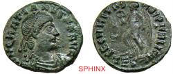 Ancient Coins - 719RC2Z) Gratian, 367-383 AD, AE3, (2.44 gr, 17.5 mm), Thessalonica mint, Obverse: DN GRATIANVS PF AVG, Peal diademned, draped and cuirassed bust right. Reverse: SECVRITAS REIPVBLI