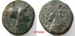 Ancient Coins - SPHINX RESUMES SHIPPING TO THE UNITED STATES...18CH5) SELEUKID EMPIRE. Seleukos II Kallinikos. 246-225 BC. AE (19 mm, 8.38 g, 12h). Antioch on the Orontes mint. Helmeted head of