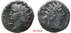 Ancient Coins - 782GK5R) EGYPT, Alexandria. Nero, with Divus Augustus. AD 54-68. BI Tetradrachm (24 mm, 12.55 g, 12h). Dated RY 13 (AD 66/67). Radiate bust left, wearing aegis; L IΓ (date) before