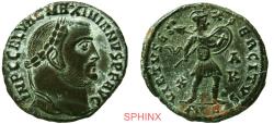 Ancient Coins - 374GK5W) Roman Imperial, Galerius, AE follis, (8.18 grms, 24.5 mm) Alexandria. 308 AD. Obverse: IMP C GAL VAL MAXIMIANVS PF AVG, laureate head right. Reverse: VIRTVS E-X-ERCITVS VF