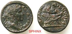 Ancient Coins - 321RG4X) UNATTRIBUTED ROMAN PROVINCIAL, AE 5.24 Grms, 19 mm, Obverse: Female bust right. Reverse: Altar or basket that has a serpent entwined around. Unknown object on top. Fine