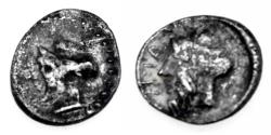 Ancient Coins - Greece Cilicia Nagidus, Circa 400 BC, AR Obol, VF/VF+