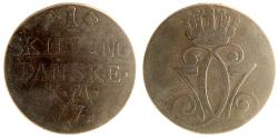 Ancient Coins - 1771 Denmark, 1 Shilling, Variety with Large Crown,