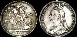 World Coins - GREAT BRITAIN, VICTORIA, ST GEORGE AND THE DRAGON, CROWN, 1890