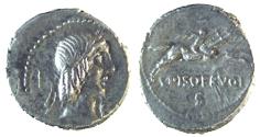 Ancient Coins - L CALPURNIUS, PISO FRUGI, NAKED HORSEMAN, DENARIUS