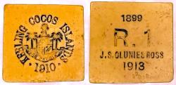 Ancient Coins - COCUS KEELING, CLUNIES ROSS, PLASTIC, 1913