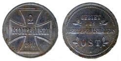 World Coins - 1916-A Germany, Military, 2 Kopecks, KM-22, UNC
