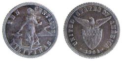 World Coins - 1904 10 Centavos, Philippines KM-165
