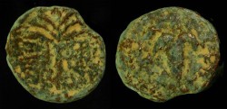 Ancient Coins - > Judaea. Bar Kochba Revolt, 132-135 AD. Small Bronze  AE 19. Year One. 