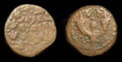 Ancient Coins - > Judaea. Alexander Jannaeus. AE Prutah. H 1145v. "Yonatan" instead of "Yohanatan"