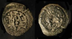 Ancient Coins - > Herod the Great 37 - 4 BC. AE Prutot. TJC 47b. Rare variation.