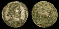 Ancient Coins -  Julian II 355-363 AD . AE 28 mm. Apis Bull. (R1) Rare
