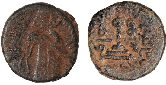 World Coins - Arab Byzantine. Standing Caliph. Qurus. AE fals. Album 3536  Very Rare