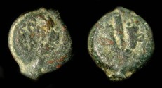 Ancient Coins -  Mattathias Antigonus 40-37 BC. AE 13. H 1164