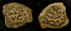 Ancient Coins - Judaea. Herod the Great 37 BC - 4 AD. AE Prutah. Jerusalem. H 1174a