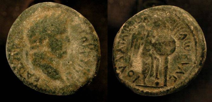 Ancient Coins - Titus. As Caesar, 69-79 AD. AE 20. Caesarea. Judaea Capta