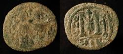 World Coins - Arab Byzantine. Bronze Fals. Main Bilingual Series : BAISAN, "MIQSAM". Foss # 83.
