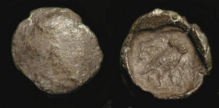 Ancient Coins -  Samaria. 5th-4th Century BC. AR Obol. Imitative of Athenian Owls. M&Q 214