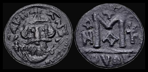 World Coins - Arab Byzantine. Goodwin Type H. Imitative of Constans II, Facing Imperial Bust with Long Beard