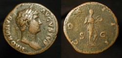 Ancient Coins - Hadrian 117-138 AD. Bronze As. Salus. RIC 679