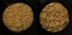 Ancient Coins - Herod Antipas 4 BC - 40 AD. AE 25mm, Half Denomination. Hendin 1204 . Rare