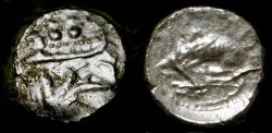 Ancient Coins - Phoenicia, Byblos.  King Ainel.  circa 333 BC.  1/8 AR Shekel. 