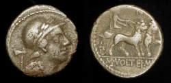 Ancient Coins - *** Reserved*** Roman Republic. M Volteius, AR Denarius  78 BC. Biga of Lions