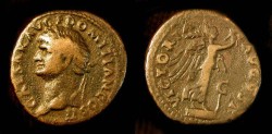 Ancient Coins - Domitian, As Caesar, 69-81 AD. Æ As, Victory