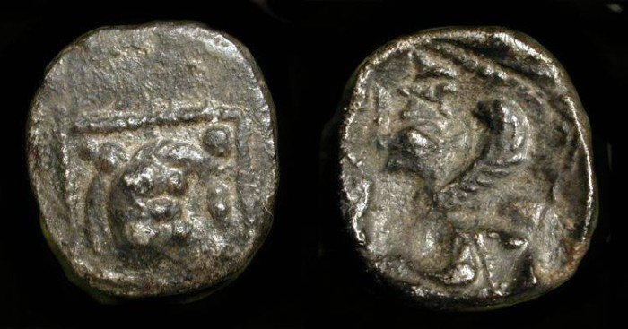 Ancient Coins - Samaria.  5th-4th Century BC. AR Obol. Lion / Sphinx.  M&Q 170