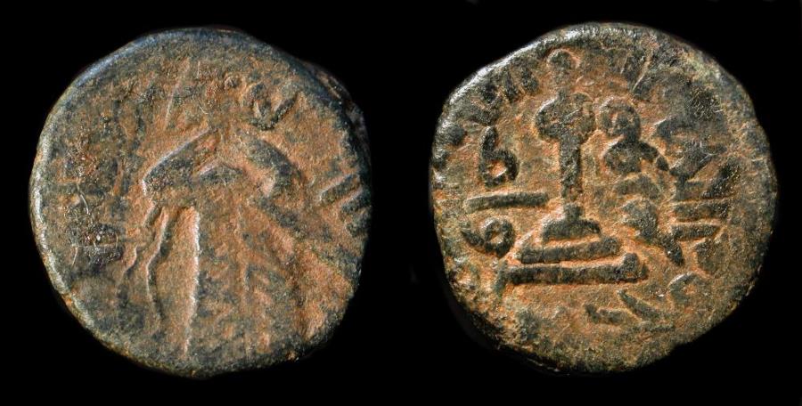 World Coins - Arab Byzantine. Standing Caliph. Qurus. AE fals. Album 3536  Very Rare