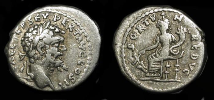 Ancient Coins - Septimius Severus,  193-211 AD.  AR Denarius.  Emesa Mint,  RIC 379 Scarce