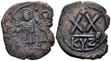 Ancient Coins - Phocas with Leontia. 602-610. AE ½ Follis (5.52g, 25mm). Cyzicus mint. Struck 602/3. SB 667