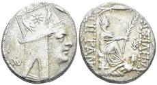 Ancient Coins - Armenian Kingdom. Tigranes II the Great. 95-56 BC. AR Tetradrachm (15.83g, 27mm). Tigranocerta mint. Kovacs 71.1