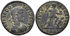 Ancient Coins - Theodosius I. 379-395 AD. AE2 (4.48g, 21mm). Cyzicus mint. Struck 387-392 AD. RIC 25B
