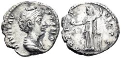 Ancient Coins - Diva Faustina Senior. Died 140/1 AD. AR Denarius (2.28g, 17mm). Rome mint. Struck circa 146-61 AD. RIC 348a