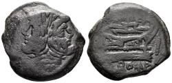 Ancient Coins - Valerius. Circa 169-158 BC. AE As (25.09g, 32mm). Rome mint. Crawford 191/1