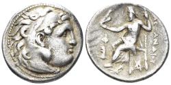 Ancient Coins - Macedonian Kingdom,  Lysimachos. 305-281 BC. 336-323 BC. AR Drachm (4.19g, 18mm). Abydos mint. Price 1840