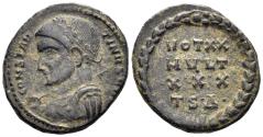 Ancient Coins - Constantine I 'the Great'. 307-337 AD. AE Follis (2.95g, 19mm). Thessalonica mint. Struck 318/9 AD. RIC 32