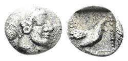 Ancient Coins - Lesbos, Methymna. Circa 450/40-406/379 BC. AR Hemiobol (0.29gm, 6mm). HGC 6, 893