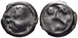 Ancient Coins - Celtic Central Gaul. Uncertain tribe. Circa 100-50 BC. Cast Potin (3.99g, 18mm). DT 2680 var.