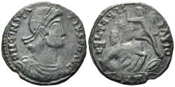 Ancient Coins - Constantius II. 337-361 AD. AE Centenionalis (4.98g, 24mm). ‘Barbaric Imitation’. Circa 350 AD. Fallen horseman