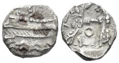 Ancient Coins - Phoenicia, Sidon. Baalshillem (Sakton) II. Circa 401-365 BC. AR Sixteenth Shekel (0.73g, 10mm). E&E-S 851-1191