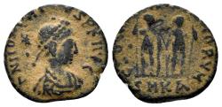 Ancient Coins - Honorius. 393-423 AD. AE3 (1.56g, 15mm). Cyzicus, struck. 408-423 AD. RIC 405