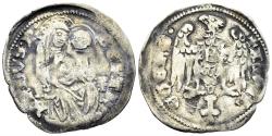 World Coins - Italy, Aquileia. Bertrando di San Genesio, Patriarch. 1334-1350. AR Denaro (1.02g, 21mm). Bernardi 47