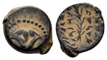 Ancient Coins - Judaea, Hasmonean Kings. Yehohanan Hyrcanus I. 135-104 BC. AE Lepton (1.21 gm, 11mm). Hendin 1134