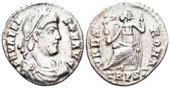 Ancient Coins - Valens. 364-378 AD. AR Siliqua (1.98g, 17mm). Treveri mint. Struck 367-75 AD. RSC 109a