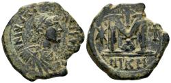 Ancient Coins - Justin I. 518-527. AE Follis (15.50 gm, 29.5mm). Nicomedia mint, 1st officina. SB 86