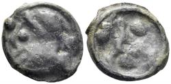 Ancient Coins - Celtic Northeast Gaul. Senones or Remi. Circa 100-50 BC. Cast Potin (3.54g, 18mm). DT 2646 (Senones); Depeyrot, NC VII, 27 (Remi)